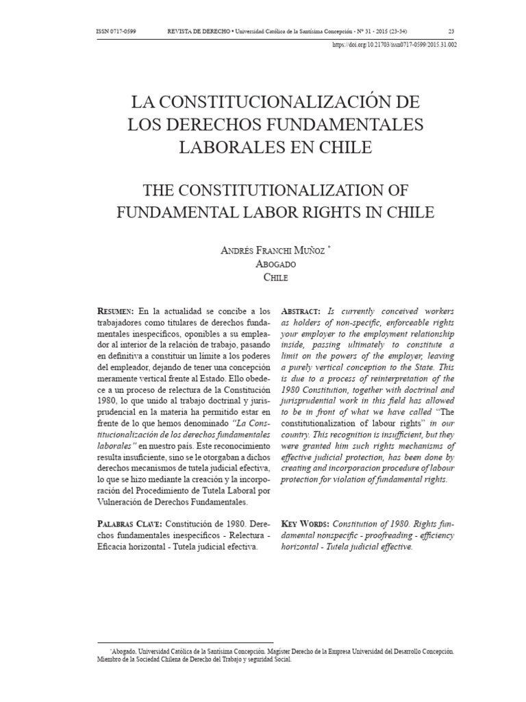 Constitucionalización de derechos laborales en Chile | PDF | Derecho ...