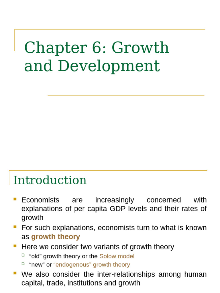 Growth Theories Solow To Human Capital Pdf Economic Growth Gross