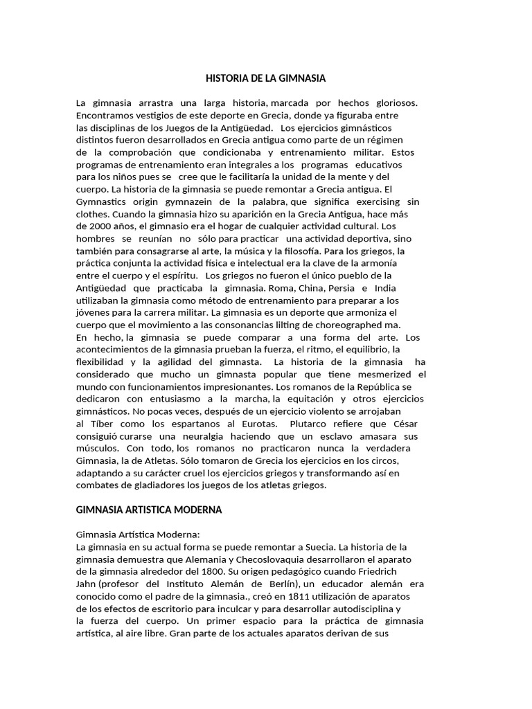 Historia de La Gimnasia | PDF | Gimnasia | Deportes atléticos