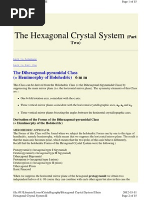 Crystallography - Hexagonal Crystal System Part II