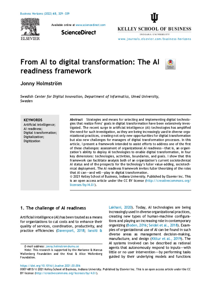 From AI to digital transformation_ The AI readiness framework | PDF