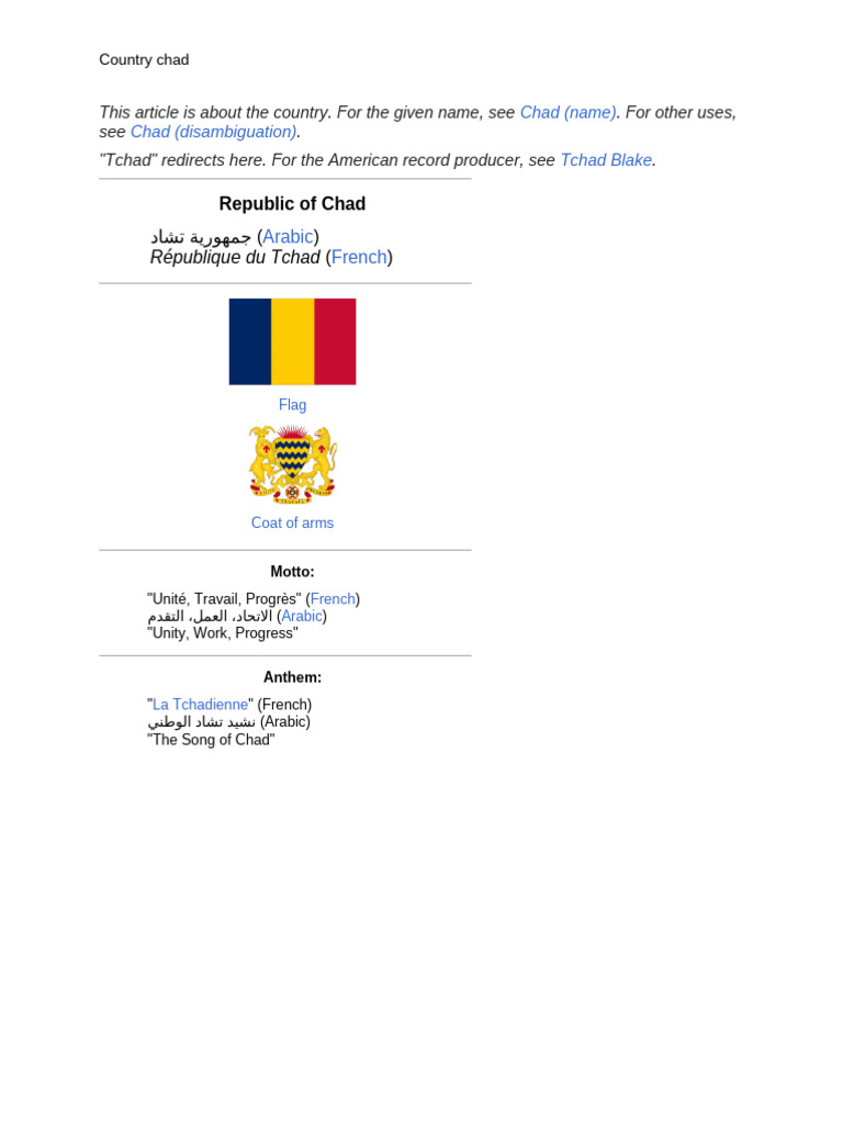 Overview of the Republic of Chad | PDF | Chad
