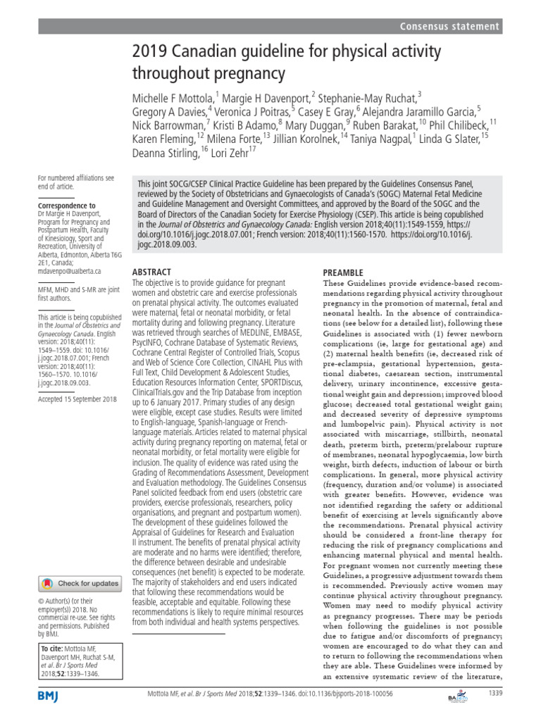 2019 Canadian Prenatal Activity Guidelines | PDF | Pregnancy | Childbirth