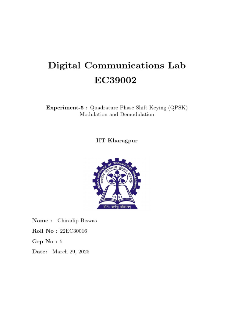 QPSK Modulation and Demodulation Lab | PDF | Modulation | Signal To ...