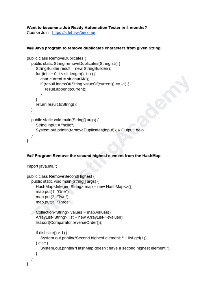 Java Automation Testing Programs Guide | PDF | Software Testing ...