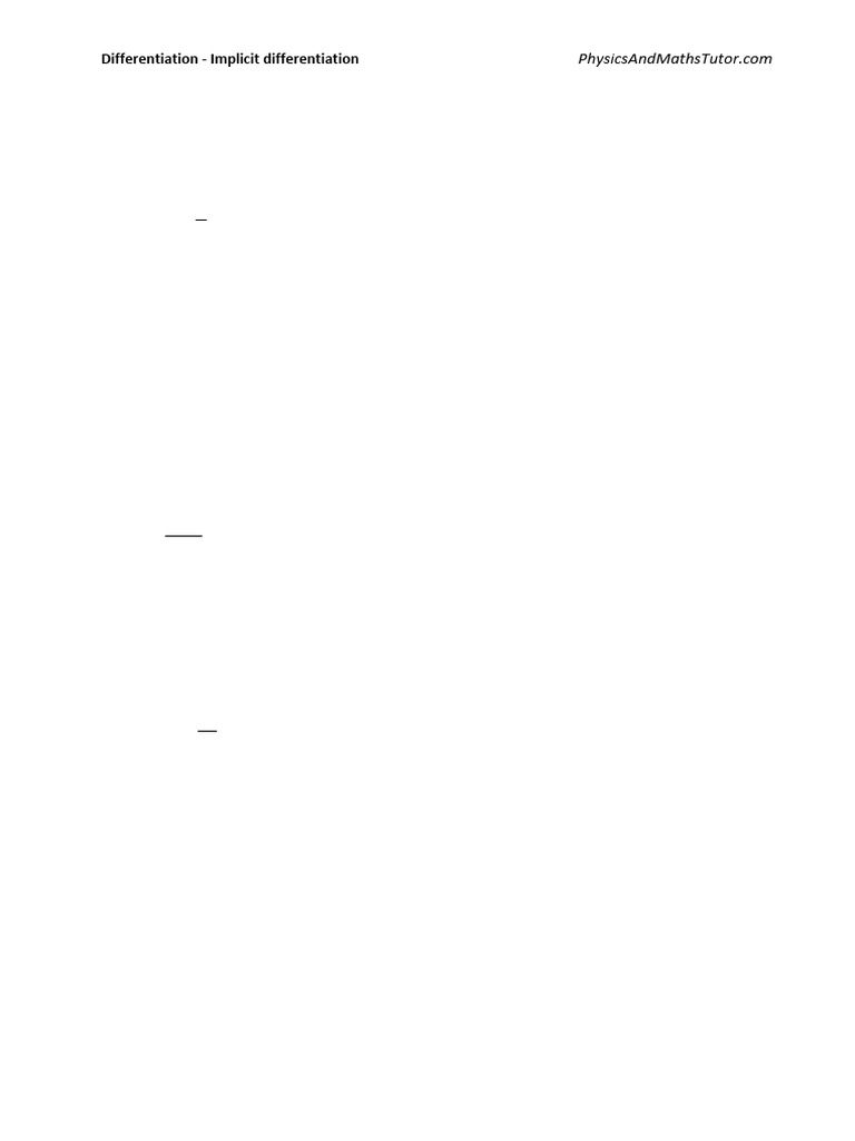 Implicit Differentiation Techniques | PDF | Equations | Elementary ...