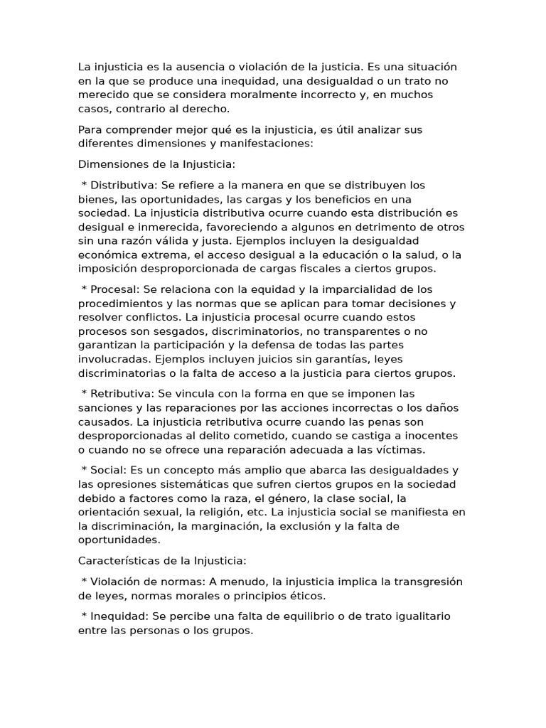 Dimensiones y ejemplos de injusticia social | PDF | Desigualdad social ...