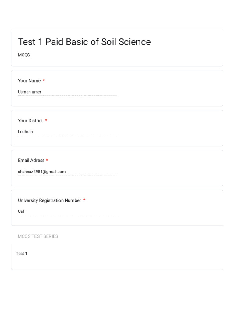Test 1 Paid Basic of Soil Science | PDF | Soil | Minerals