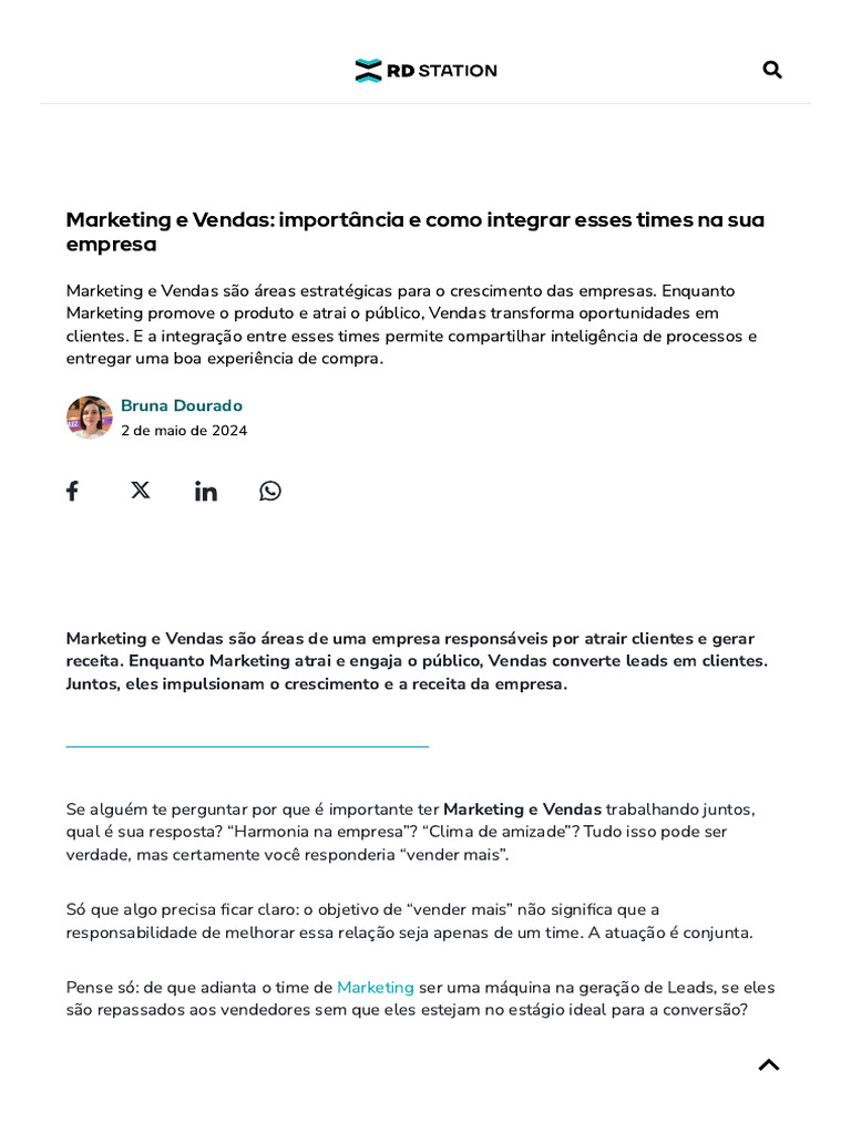 Integração entre Marketing e Vendas | PDF | Marketing | Gestão de ...
