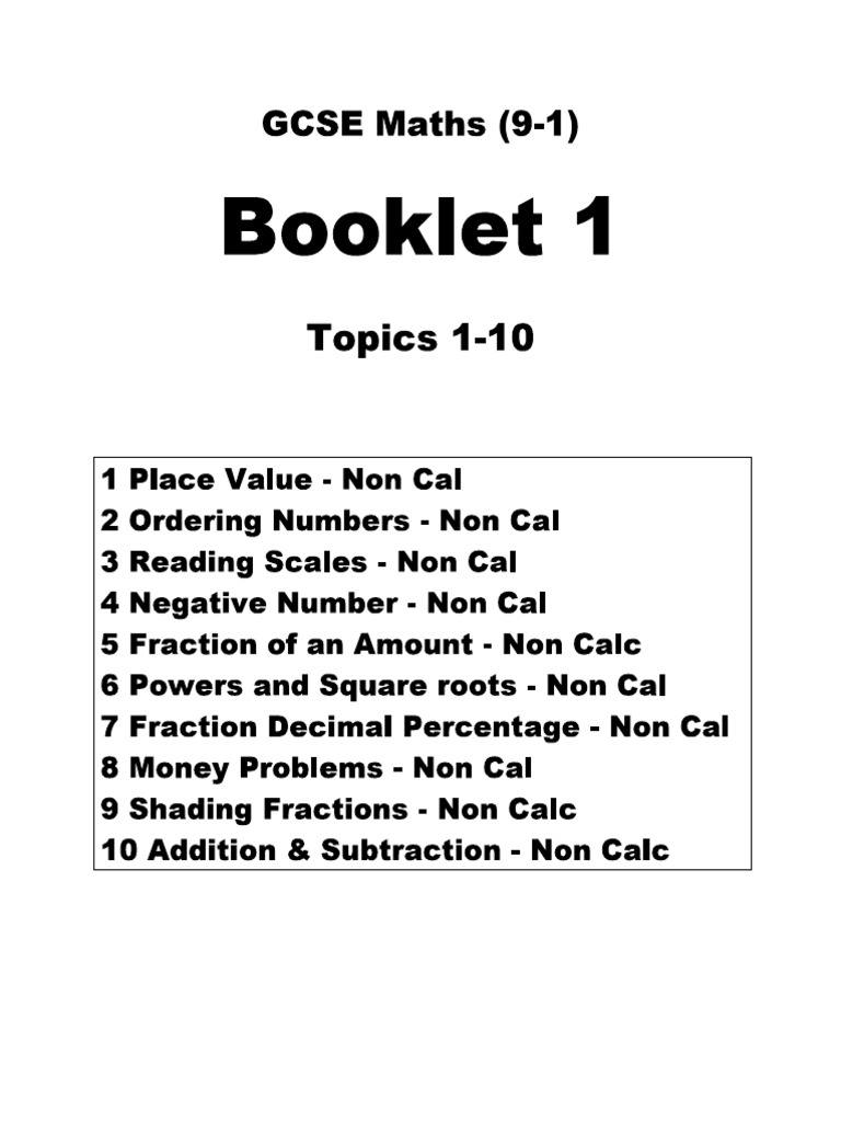 GCSE Maths Booklet 1 - Worksheet 1-10 PDF | PDF | Planets | Planets In ...