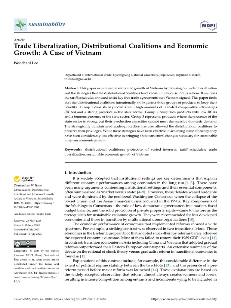 Vietnam Trade Liberalization | PDF | Free Trade | Economic Growth