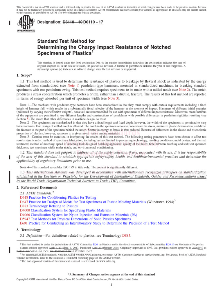 Astm D6110 17 | PDF | Fracture | Pendulum