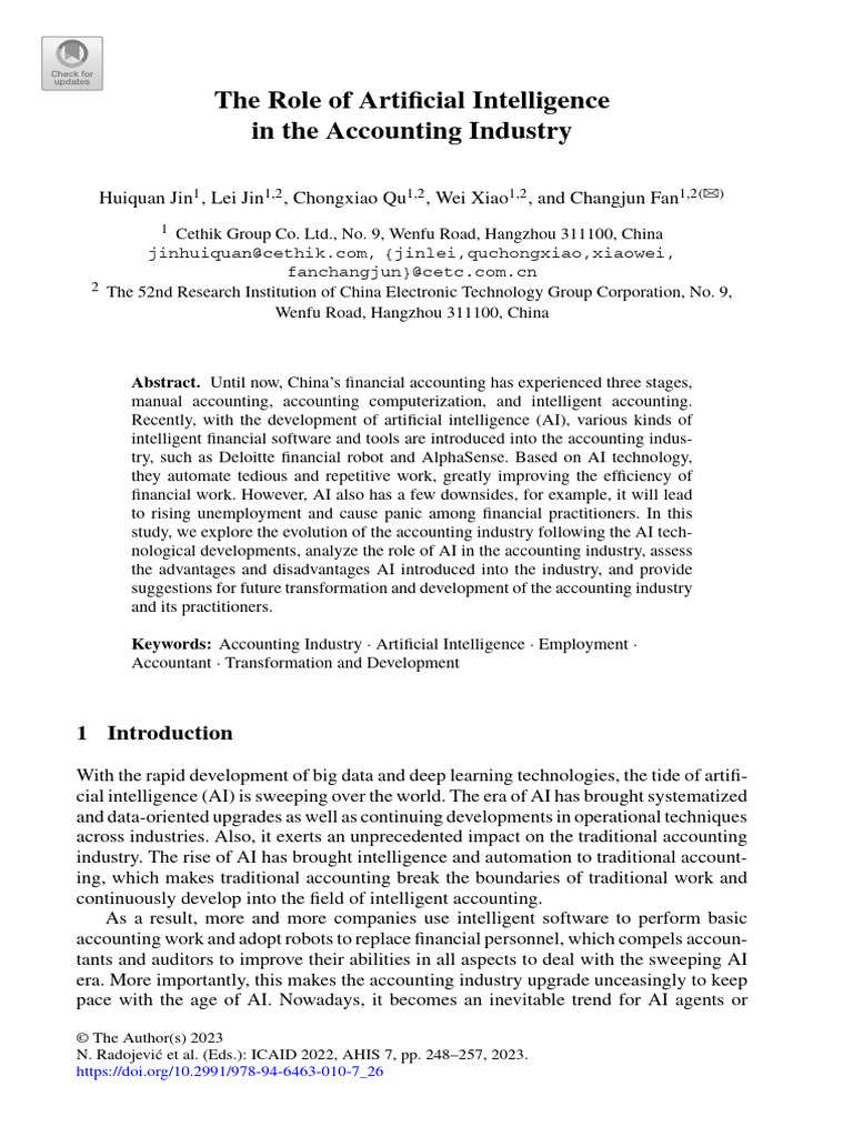 AI's Impact on the Accounting Industry | PDF | Artificial Intelligence ...