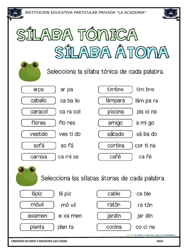 Silabas Atonas y Tonicas | PDF