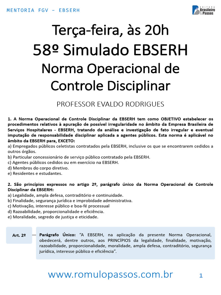 Controle Disciplinar na EBSERH | PDF | Propriedade intelectual ...