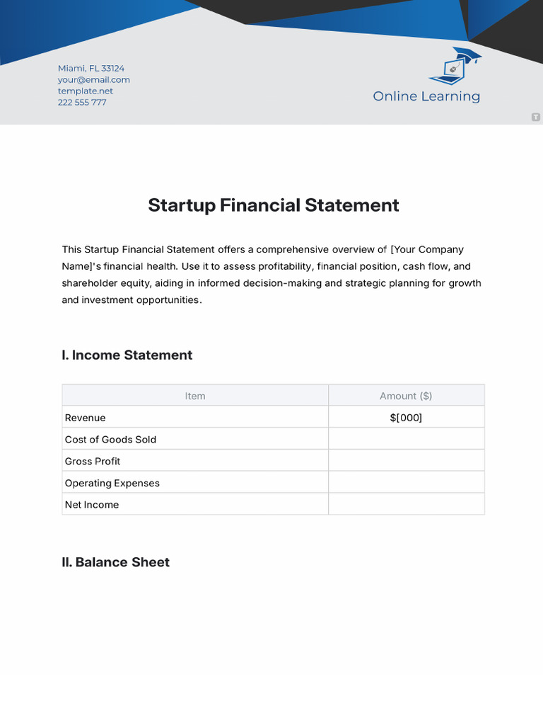 Startup Financial Statement Template | PDF