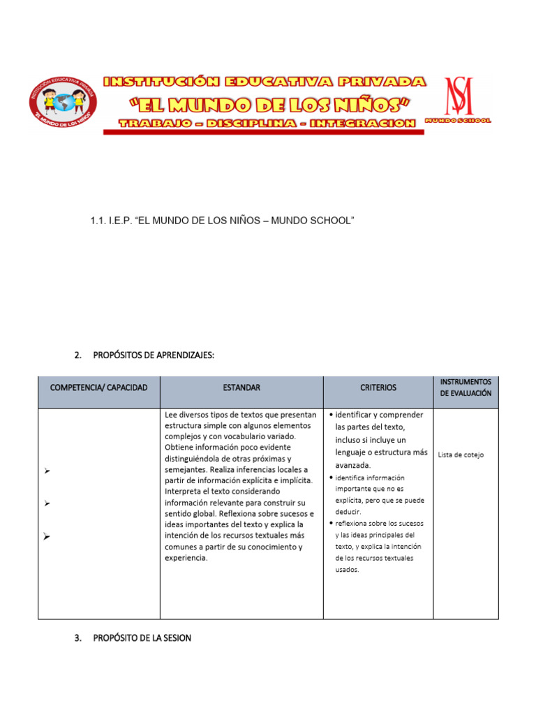Sesión de Aprendizaje N2 - Plan Lector | PDF | Aprendizaje | Procesos ...