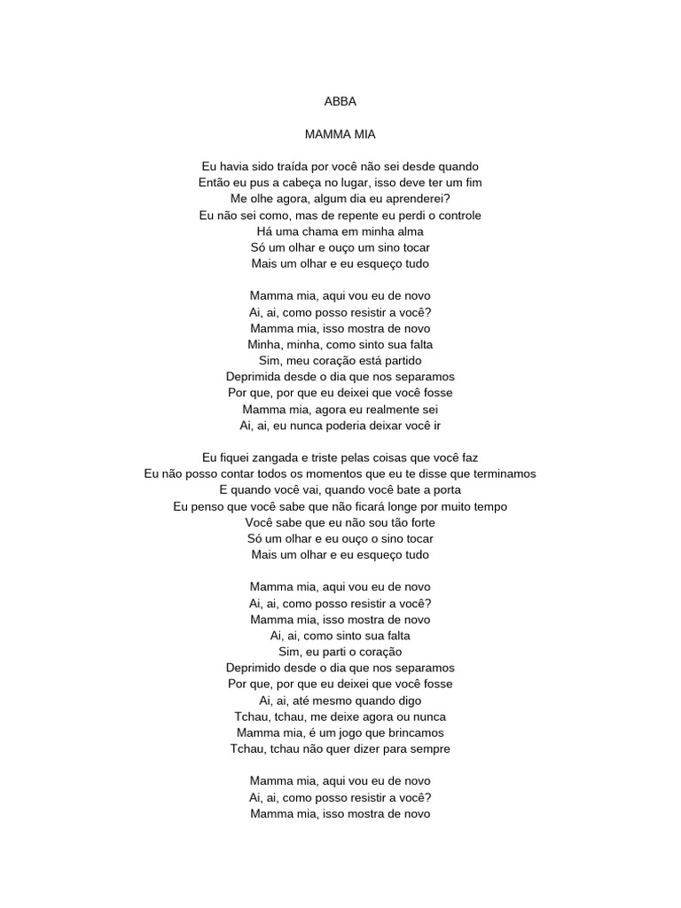 Letras das Músicas do ABBA | PDF | Amor