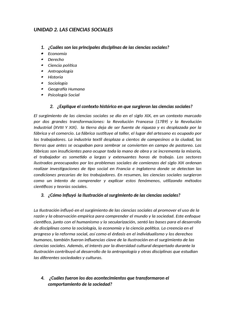 Disciplinas y Orígenes de las Ciencias Sociales | PDF | Ciencias ...