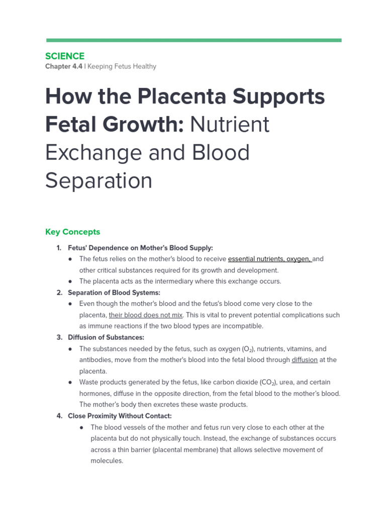 Chapter 4.4 How The Placenta Supports Fetal Growth | PDF | Placenta | Fetus