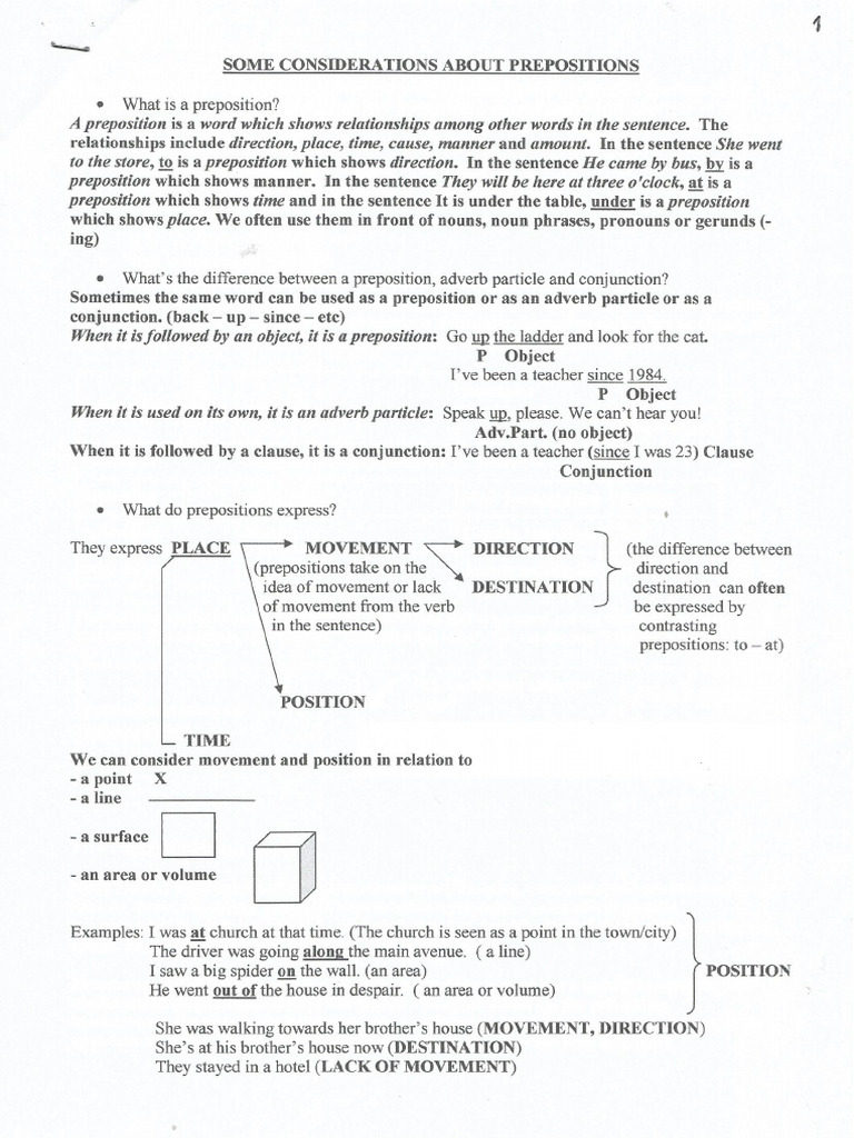 Grammar Some Considerations About Prepositions | PDF