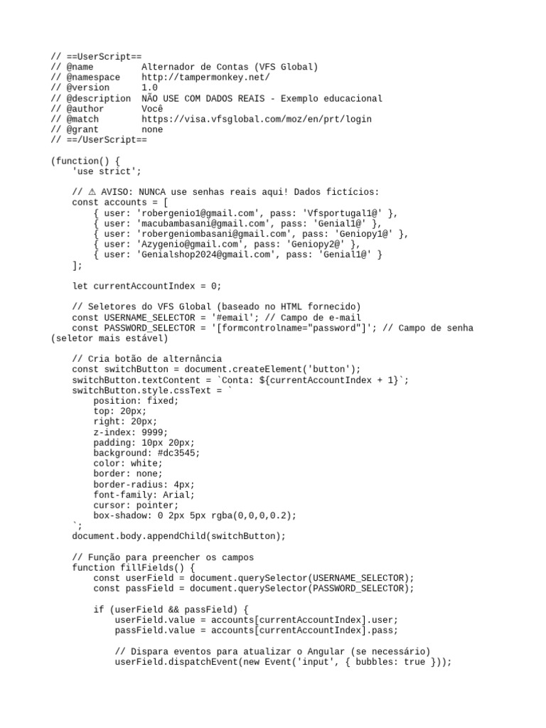 VFS Global Account Switcher Script | PDF | Graphical User Interfaces