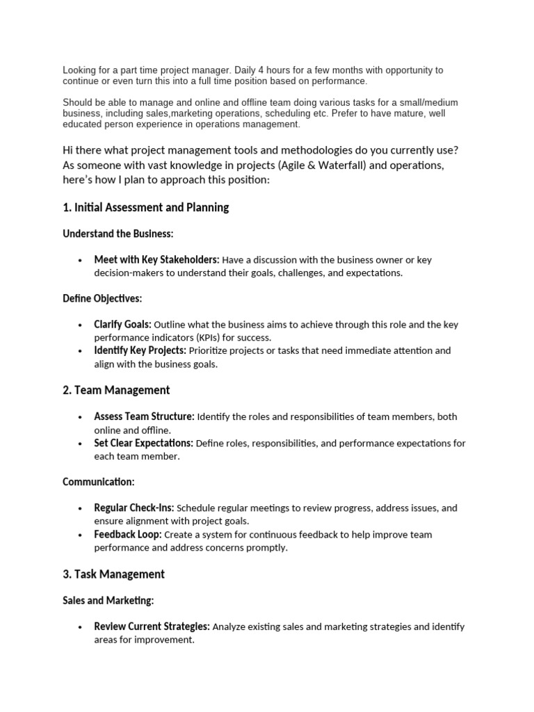 Looking For A Part Time Project Manager | PDF | Project Management ...