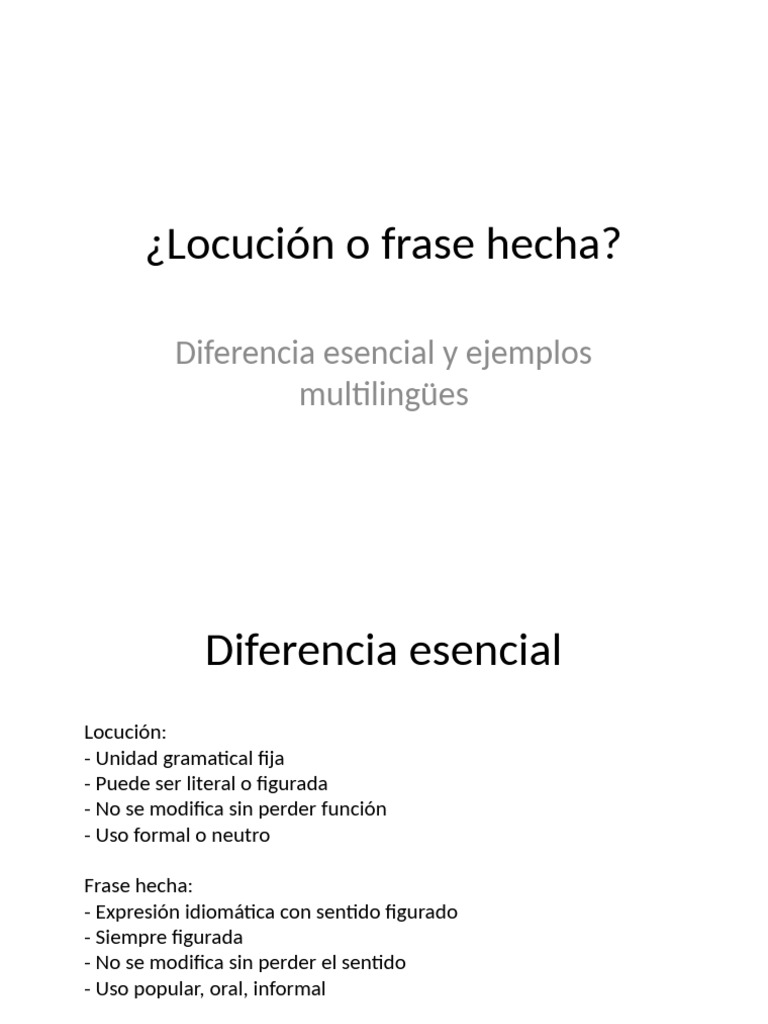 Locución Vs Frase Hecha Presentación | PDF