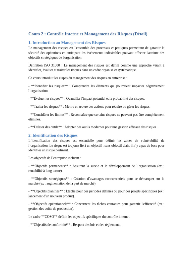 Management des Risques en Entreprise | PDF | Risque | Gestion des risques