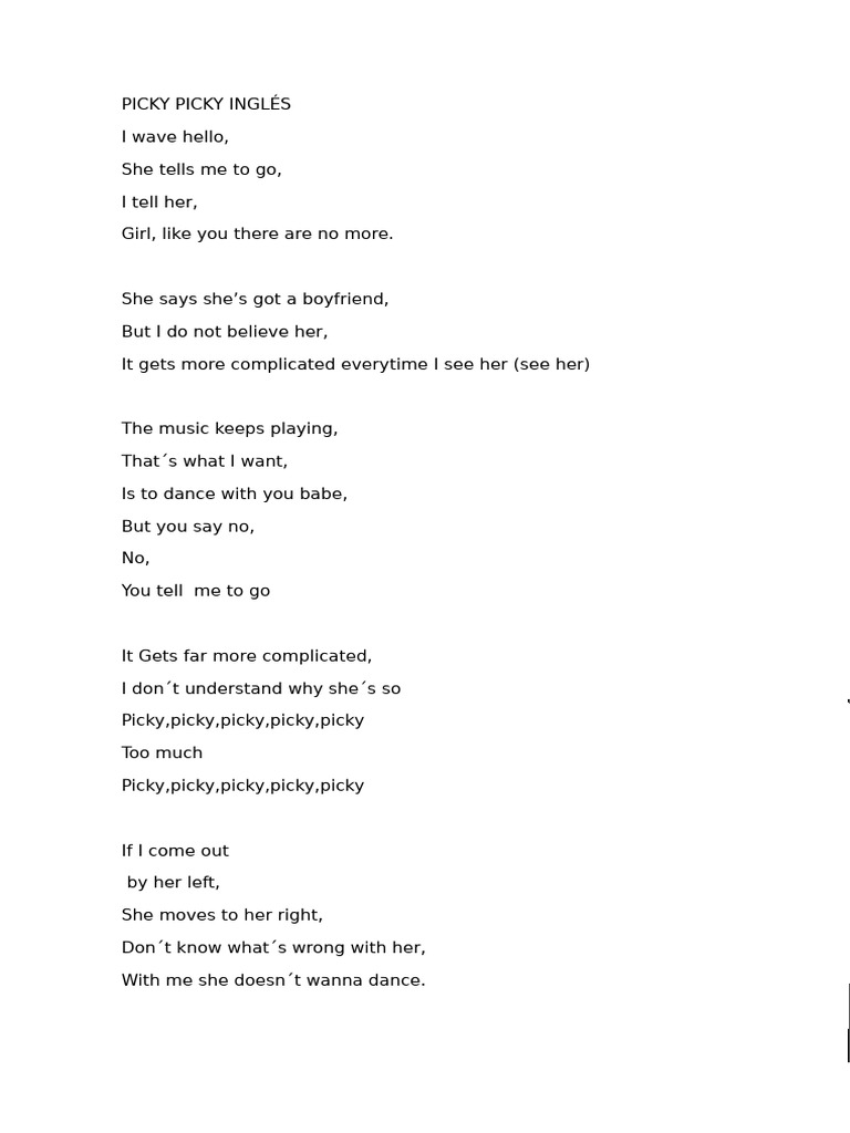 Picky Picky Lyrics Analysis | PDF