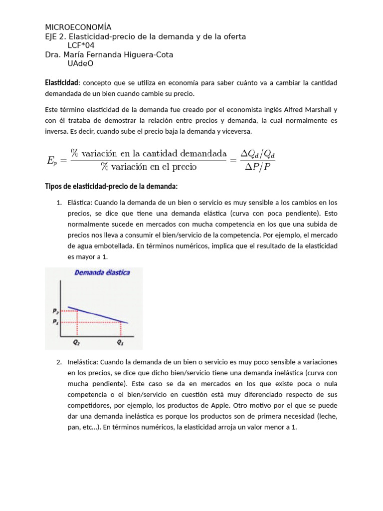 Elasticidad-precio: demanda y oferta | PDF | Elasticidad (economía ...