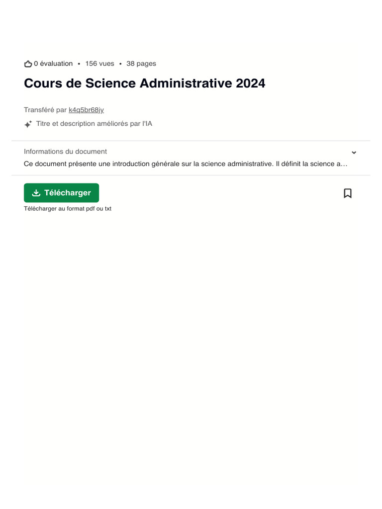 Introduction à la Science Administrative | PDF