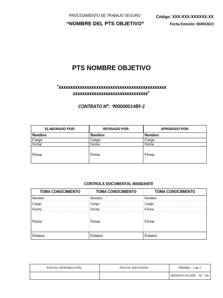 Procedimiento de Trabajo Seguro PTS | PDF