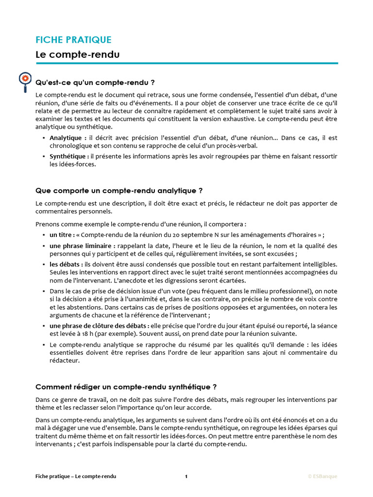 Guide de rédaction d'un compte-rendu | PDF