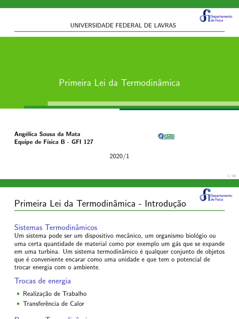 Primeira Lei da Termodinâmica Explicada | PDF | Termodinâmica | Calor
