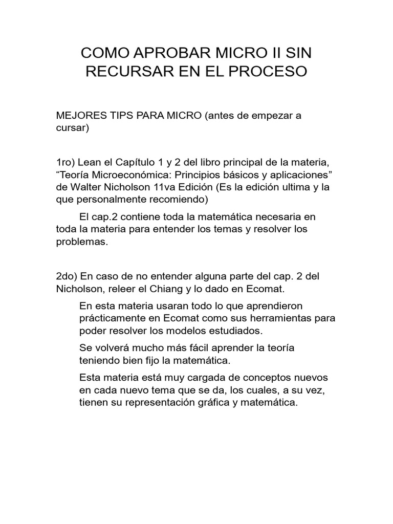 Como Aprobar Micro II Sin Recursar en El Proceso | PDF | Economias ...