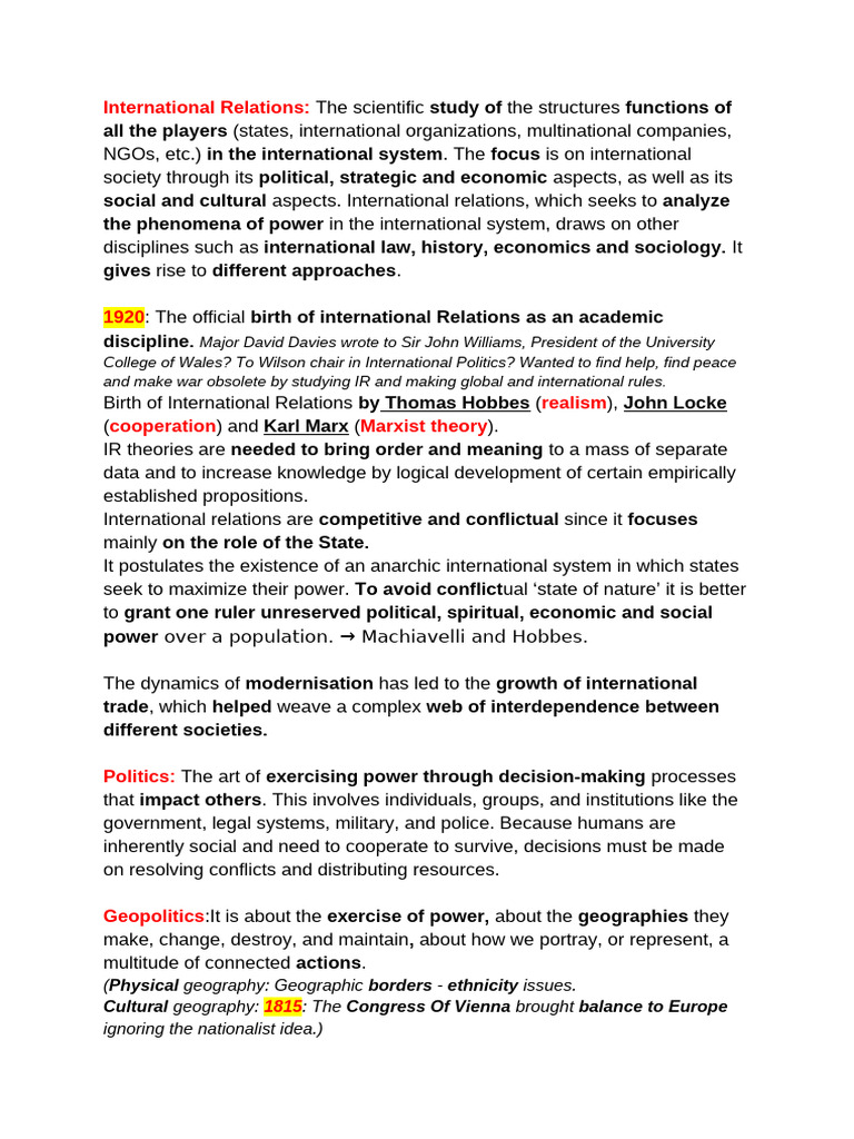 Understanding International Relations Dynamics | PDF | Geopolitics ...