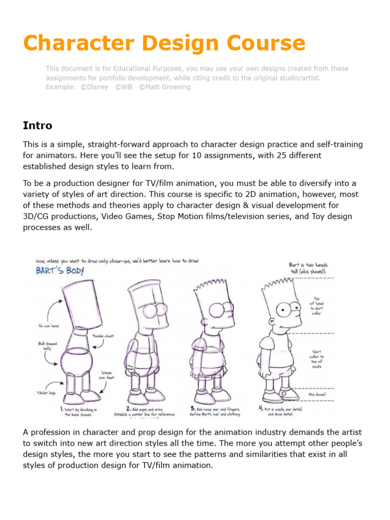 Character Design Course Overview | PDF | Animation