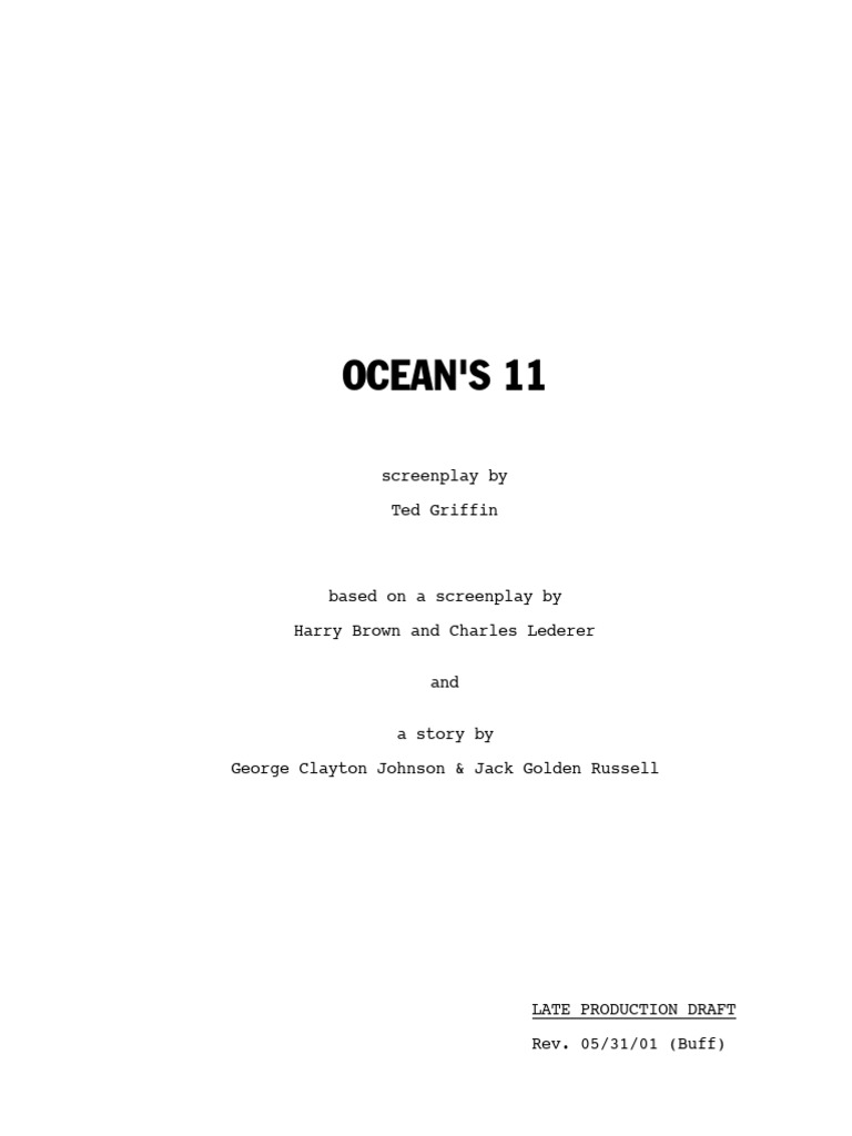 Ocean's 11 Screenplay Draft | PDF