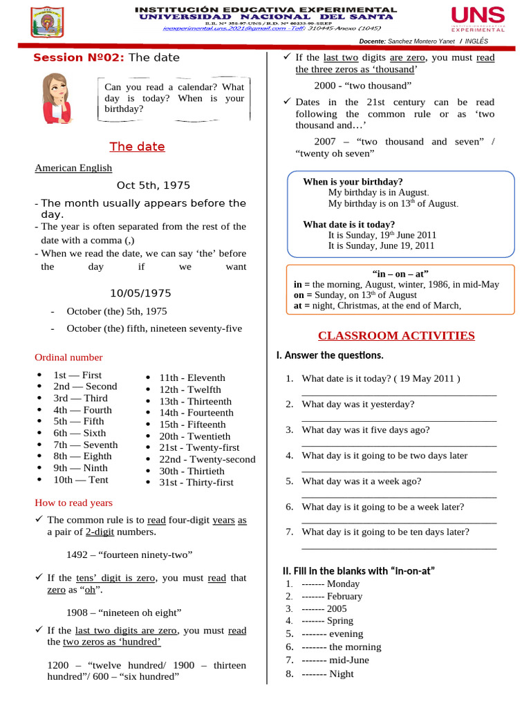 Understanding Dates in American English | PDF