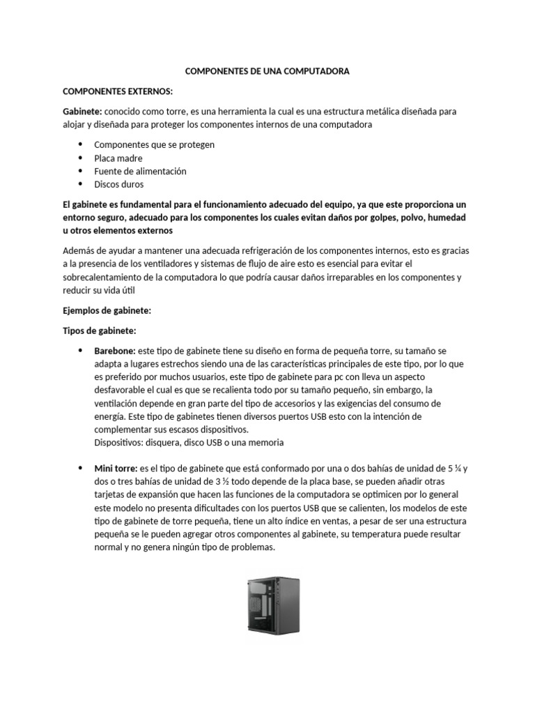 Componentes Esenciales de una Computadora | PDF | Impresora ...