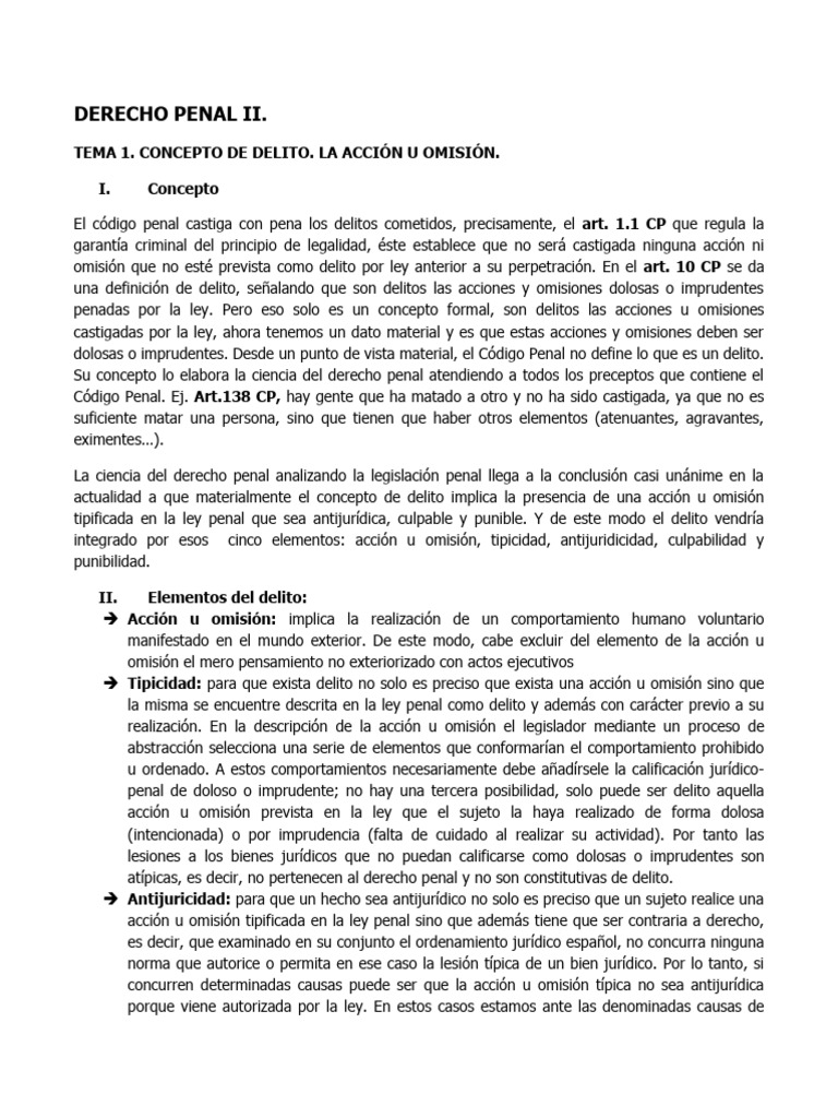 Elementos y Clasificación del Delito en Derecho Penal | PDF | Intención ...