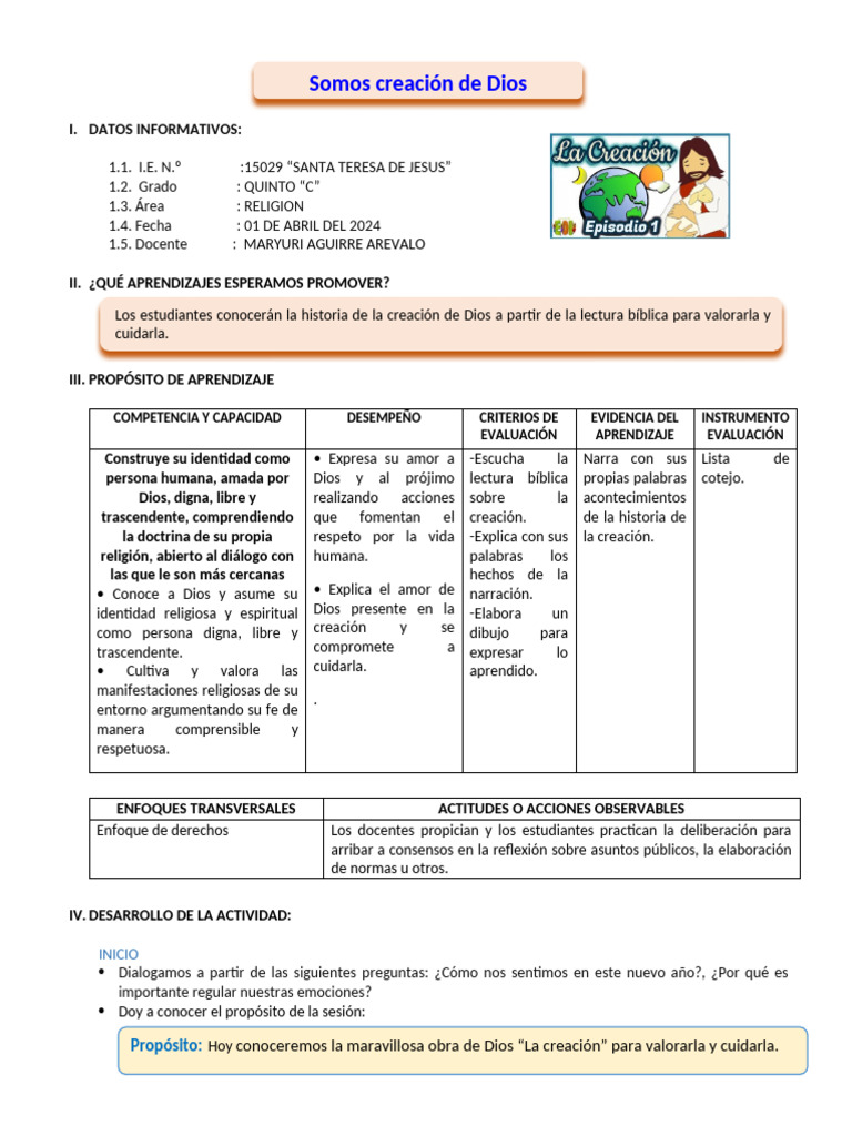 Aprendizaje sobre la Creación de Dios | PDF | Dios | Amor