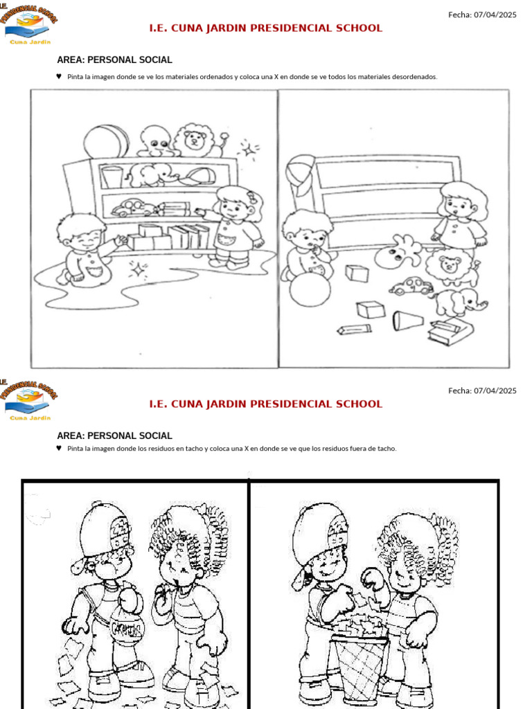 Actividades de Orden y Limpieza Escolar | PDF