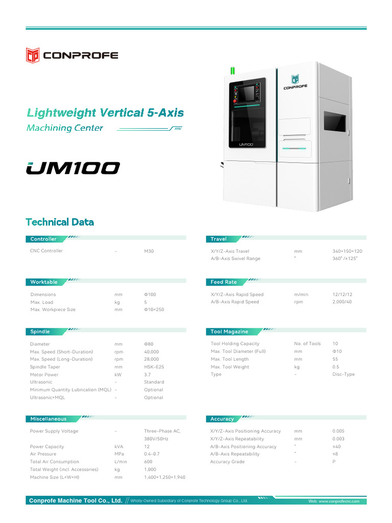UM100 Ultrasonic Machining Specifications | PDF | Manufactured Goods ...