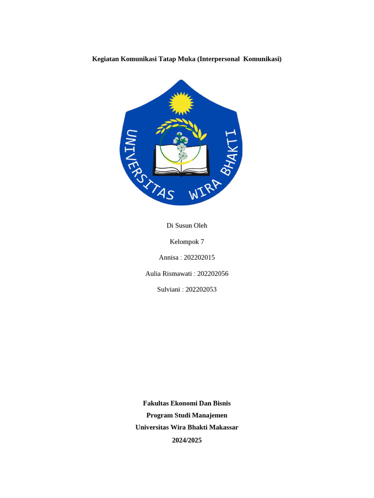 Contoh Komunikasi Tatap Muka | PDF