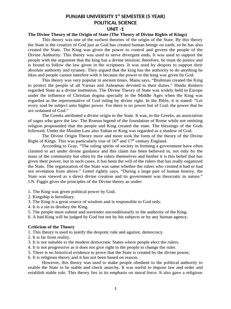 Divine and Social Contract Theories of State | PDF | Social Contract | God