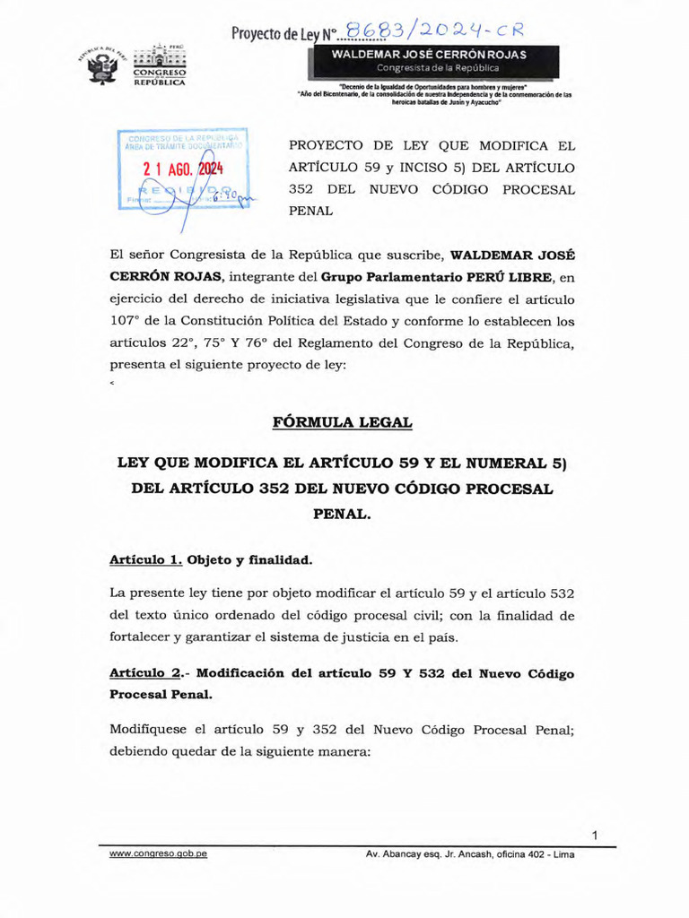 Modificación del Código Procesal Penal | PDF | Debido al proceso | Ley ...