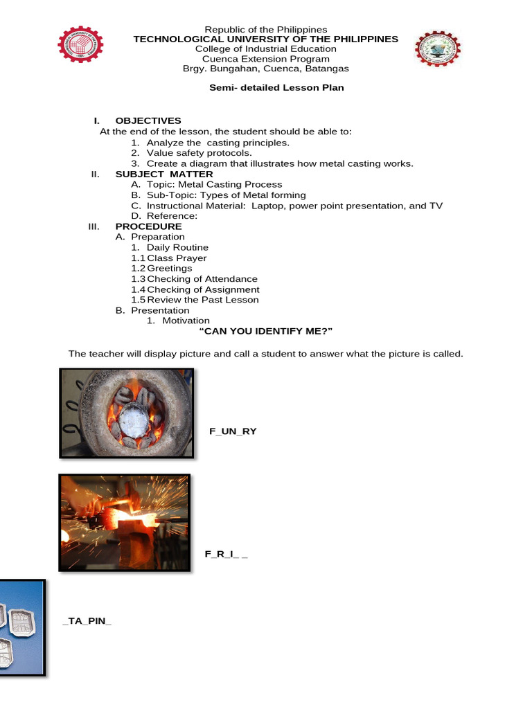 Lesson 9 Metal Casting Process (Group 5) | PDF | Casting | Foundry
