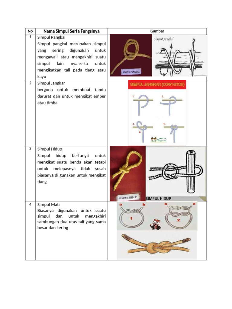 20 Simpul Pramuka dan Fungsinya | PDF